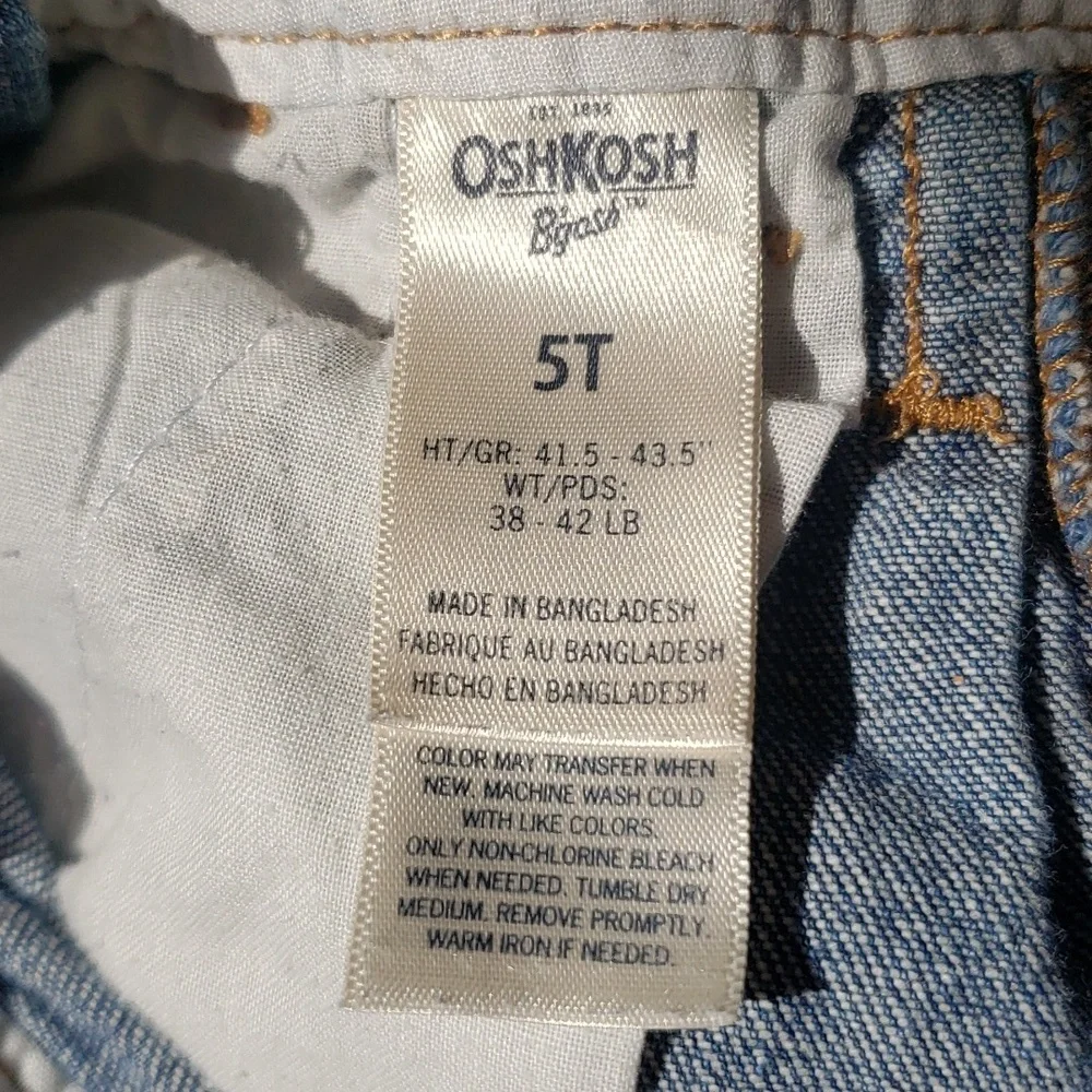 Oshkosh B'gosh Embroidered Denim Heart Jumper Dress Sz 5T